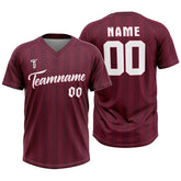 Custom Red Stripes Authentic V Neck Throwback Baseball Jersey